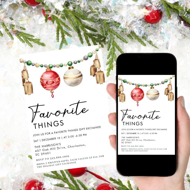 simple Minimalist Black and White Favourite Things Invitation (Creator Uploaded)