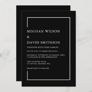 Simple Minimalist Black and White Modern Wedding Invitation