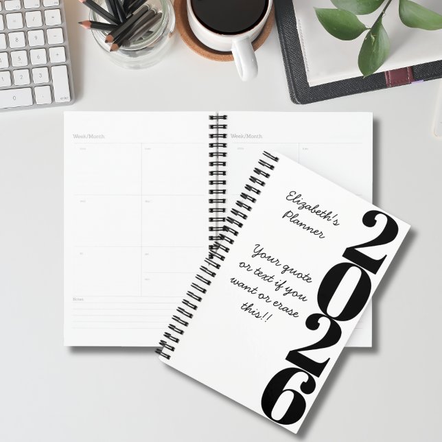 Simple Minimalist Black and White Name and Year  Planner (Creator Uploaded)