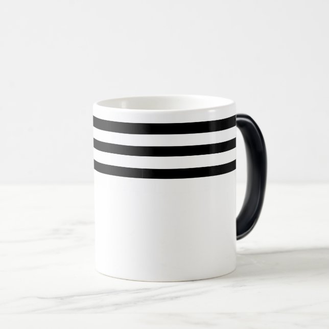 Simple minimalist black and white stripes magic mug (Front Right)