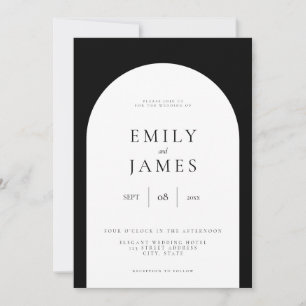 Simple Minimalist Black and White Wedding Invitation