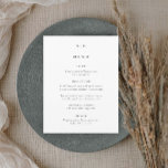 Simple Minimalist Black and White Wedding Menu<br><div class="desc">This Simple Minimalist Black and White Wedding Menu is elegant and versatile. It features a traditional design with minimal typography and couples monogram. Click the edit button to customise this design.</div>