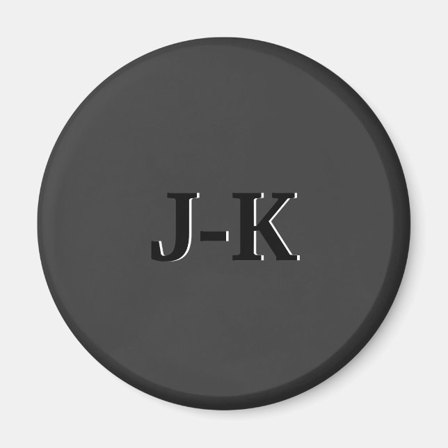 Simple Minimalist Black Custom Monogram Magnet (Front)