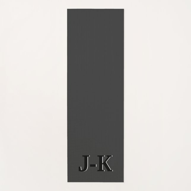Simple Minimalist Black Custom Monogram Yoga Mat (Front)