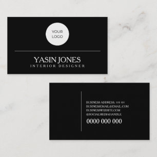 Simple Minimalist Black Dark Mode Modern Business Card