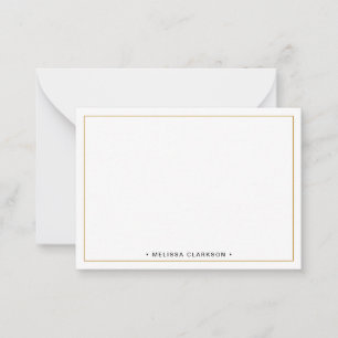 Simple Minimalist Black & Gold Border Name Card