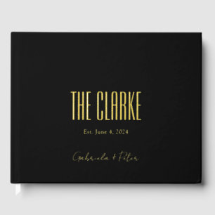 Simple Minimalist Black & Gold Foil Wedding Guest Book