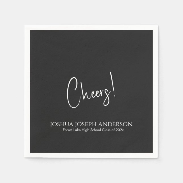 Simple Minimalist Black Graduation Party Napkin (Front)