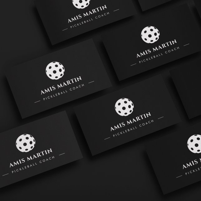 Simple Minimalist Black Pickleball Coach Business Card (Creator Uploaded)