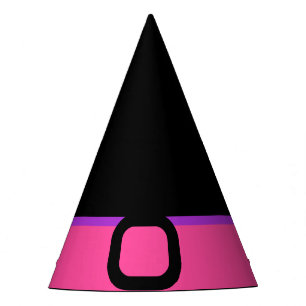 Simple Minimalist Black& Pink Halloween Witch  Party Hat