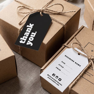 Simple Minimalist Black Thank You Swing Tags