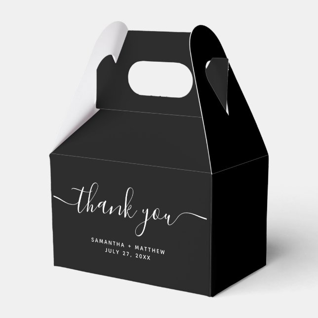  Simple Minimalist Black Thank You Wedding Favour Box (Front Side)