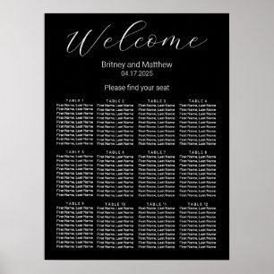 Simple Minimalist Black Wedding Seating Chart