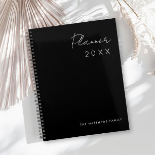 Simple Minimalist Black White 2025 Custom Family Planner