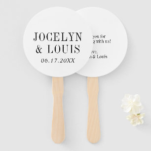 Simple Minimalist Black White Bold Modern Wedding Hand Fan