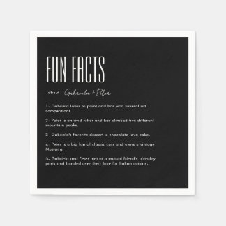 Simple Minimalist Black & White Fun Facts Wedding Napkin