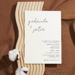 Simple Minimalist Black & White Modern Wedding Invitation