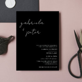 Simple Minimalist Black & White Modern Wedding Invitation