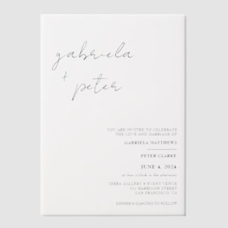 Simple Minimalist Black & White Modern Wedding Vellum Invitations