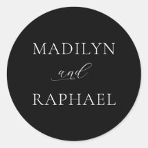 Simple Minimalist Black White Personalised Wedding