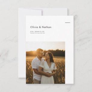 Simple Minimalist Black & White Photo Wedding Invitation