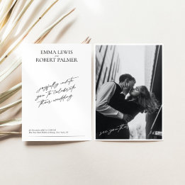 Simple Minimalist Black & White Photo Wedding Invitation