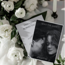 Simple Minimalist Black & White Photo Wedding Save The Date