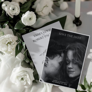 Simple Minimalist Black & White Photo Wedding Save The Date