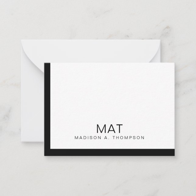 Simple Minimalist Black White Professional Card (Front)