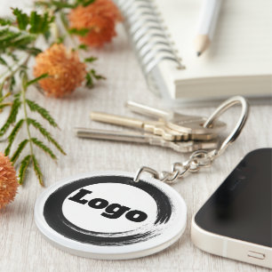 Simple Minimalist Black White Small Business Logo Key Ring