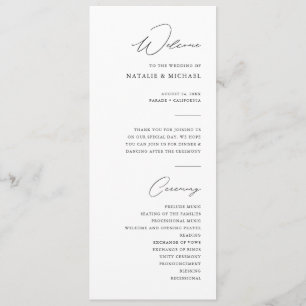 Simple Minimalist Black & White Wedding Ceremony Programme