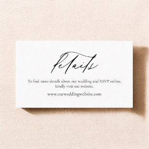 Simple Minimalist Black White Wedding Details Business Card
