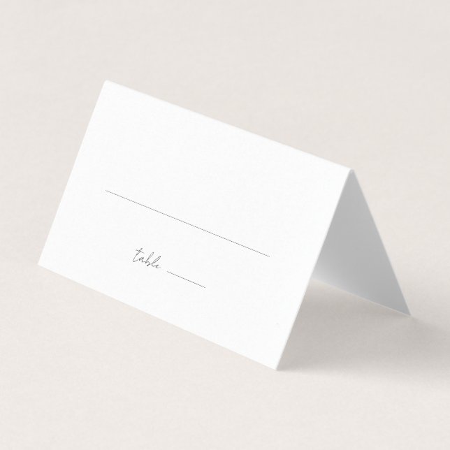 Simple Minimalist Black & White Wedding Place Card (Front)