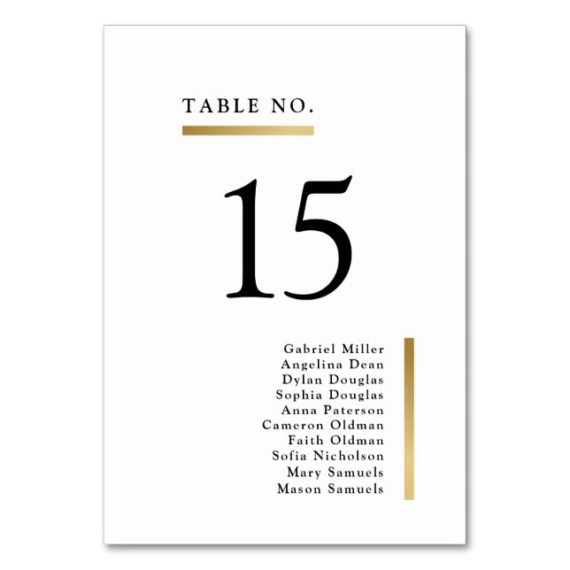 Simple minimalist Black white Wedding Table Number (Front)
