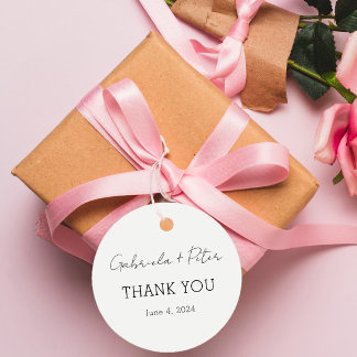 Simple Minimalist Black & White Wedding Thank You Favour Tags