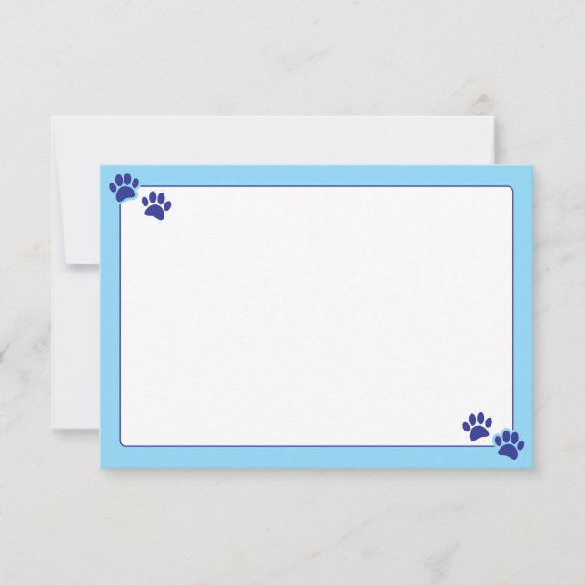 Simple Minimalist Blank Bordered Dog Paw Prints Card (Front)