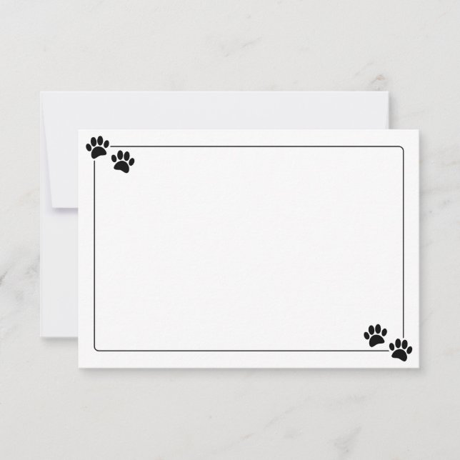 Simple Minimalist Blank With Border Dog Paw Prints Card (Front)