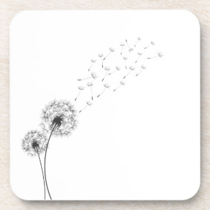 Simple Minimalist Blowing Dandelion   Coaster