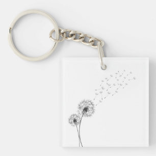 Simple Minimalist Blowing Dandelion   Keychain