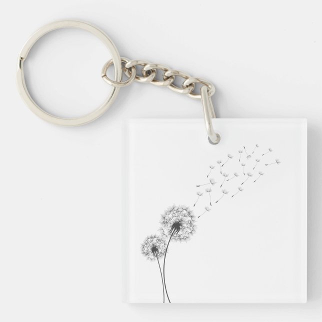 Simple Minimalist Blowing Dandelion | Keychain (Front)