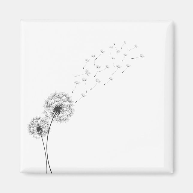 Simple Minimalist Blowing Dandelion | Magnet (Front)