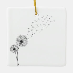 Simple Minimalist Blowing Dandelion   Ornament