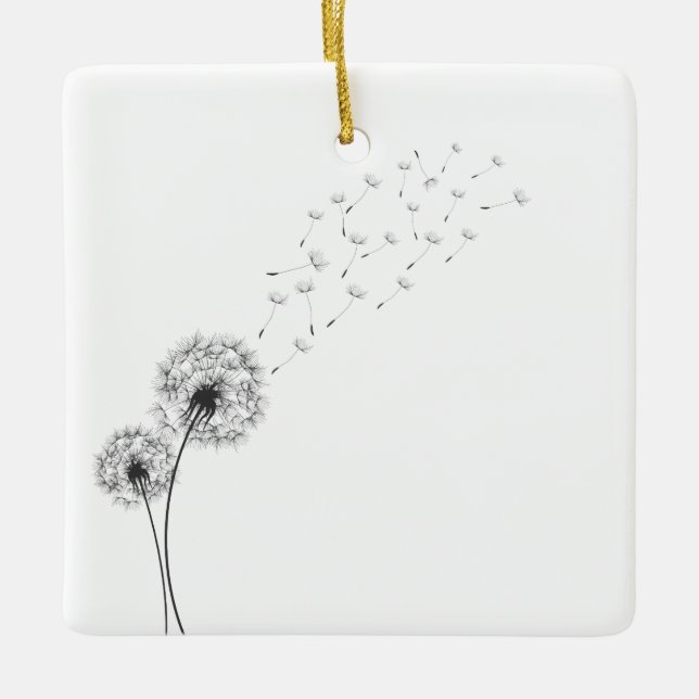 Simple Minimalist Blowing Dandelion | Ornament (Front)