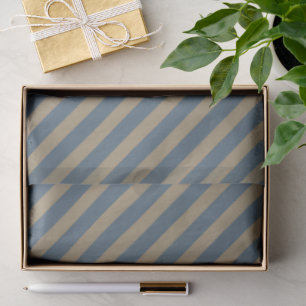 Simple Minimalist Blue and Beige Striped Tissue Paper