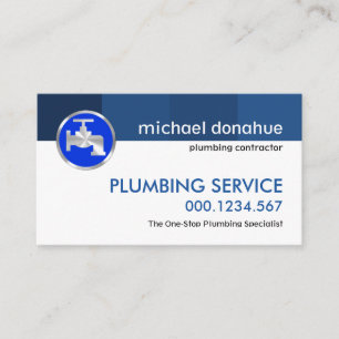 Simple Minimalist Blue Water Lines Plumbing Business Card