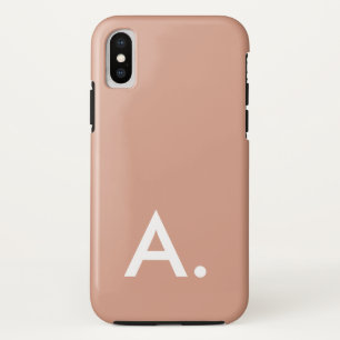 Simple Minimalist Blush Dusty Pink Custom Initial iPhone X Case