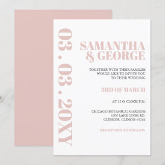 Simple Minimalist Blush Modern Wedding Invitation