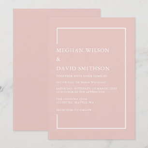 Simple Minimalist Blush Modern Wedding  Invitation