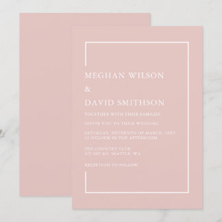 Simple Minimalist Blush Modern Wedding Invitation
