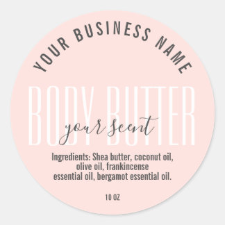 SIMPLE MINIMALIST BLUSH PINK BODY BUTTER CLASSIC ROUND STICKER